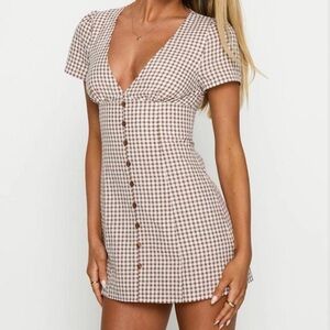 NWOT Loveliness playsuit brown check.